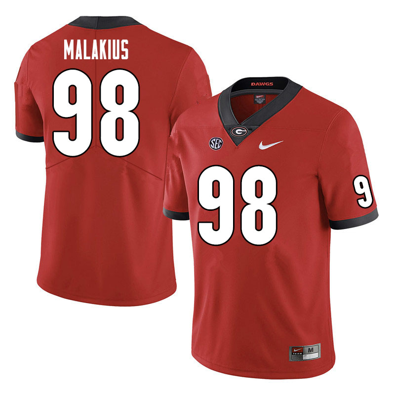 Men #98 Tyler Malakius Georgia Bulldogs College Football Jerseys Sale-Red